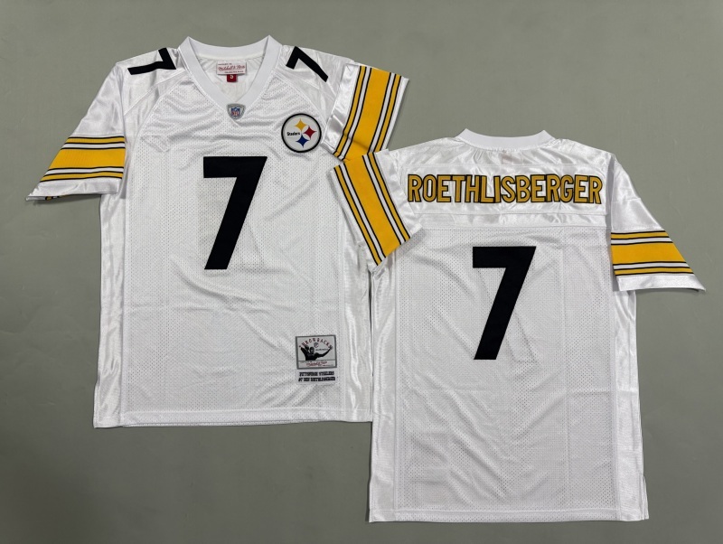 Men 2025 Pittsburgh Steelers #7 Roethlisberger white Throwback Limited NFL Jersey style 004->pittsburgh steelers->NFL Jersey